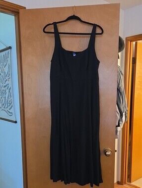 Old Navy Black Sleeveless Midi Dress ~ linen blend ~ NWT Size L